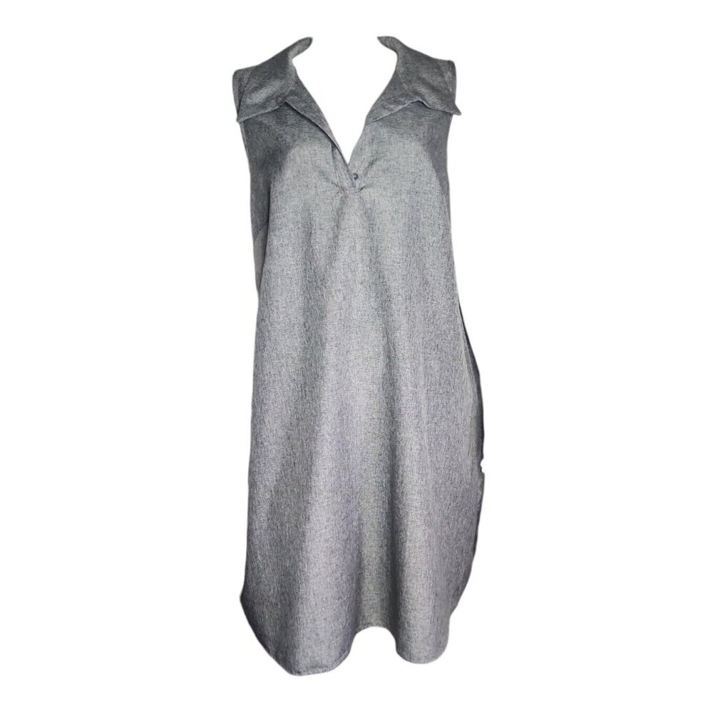 SHEIN CURVE Solid All‎ Grey Gray Collared Pullover Dress Women Plus Size 2XL